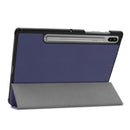 Custer Texture Horizontal Flip Leather Case with Three-folding Holder & Sleep / Wake-up Function for Galaxy Tab S6 T860 / T865(Dark Blue)