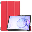 Custer Texture Horizontal Flip Leather Case with Three-folding Holder & Sleep / Wake-up Function for Galaxy Tab S6 T860 / T865(Red)
