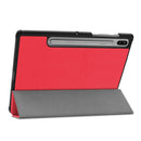 Custer Texture Horizontal Flip Leather Case with Three-folding Holder & Sleep / Wake-up Function for Galaxy Tab S6 T860 / T865(Red)