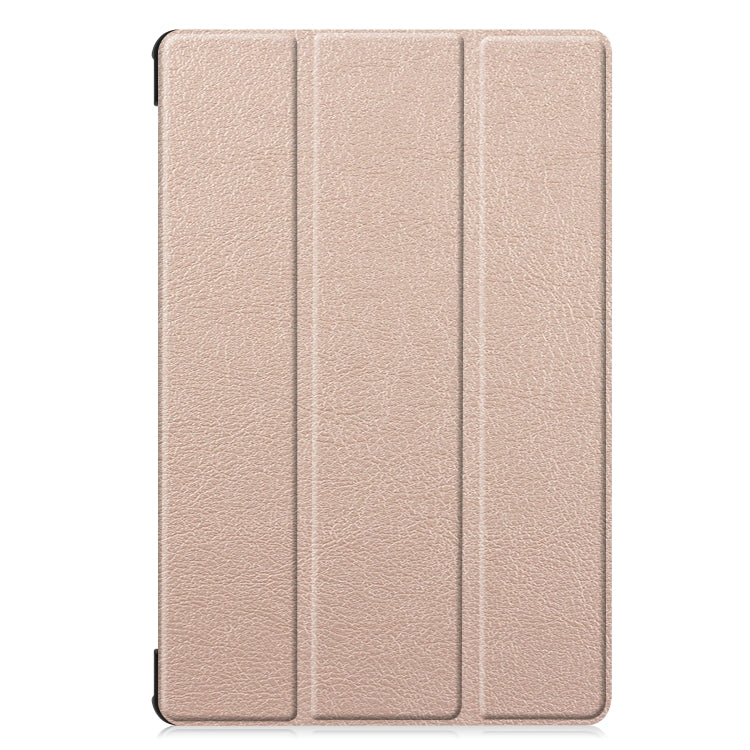 Custer Texture Horizontal Flip Leather Case with Three-folding Holder & Sleep / Wake-up Function for Galaxy Tab S6 T860 / T865(Gold)