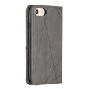 Rhombus Texture Horizontal Flip Magnetic Leather Case with Holder & Card Slots & Wallet For iPhone SE 2020 & 8 & 7(Grey)