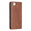Rhombus Texture Horizontal Flip Magnetic Leather Case with Holder & Card Slots & Wallet For iPhone SE 2020 & 8 & 7(Brown)