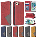 Rhombus Texture Horizontal Flip Magnetic Leather Case with Holder & Card Slots & Wallet For iPhone SE 2020 & 8 & 7(Red)
