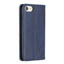 Rhombus Texture Horizontal Flip Magnetic Leather Case with Holder & Card Slots & Wallet For iPhone SE 2020 & 8 & 7(Blue)