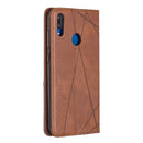 Rhombus Texture Horizontal Flip Magnetic Leather Case with Holder & Card Slots For Huawei Y7 (2019) / Y7 Prime (2019)(Brown)