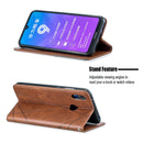 Rhombus Texture Horizontal Flip Magnetic Leather Case with Holder & Card Slots For Huawei Y7 (2019) / Y7 Prime (2019)(Brown)