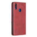Rhombus Texture Horizontal Flip Magnetic Leather Case with Holder & Card Slots For Huawei Y7 (2019) / Y7 Prime (2019)(Red)