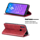Rhombus Texture Horizontal Flip Magnetic Leather Case with Holder & Card Slots For Huawei Y7 (2019) / Y7 Prime (2019)(Red)
