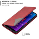 Rhombus Texture Horizontal Flip Magnetic Leather Case with Holder & Card Slots For Huawei Y7 (2019) / Y7 Prime (2019)(Red)
