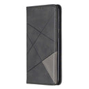 Rhombus Texture Horizontal Flip Magnetic Leather Case with Holder & Card Slots For Huawei Y7 (2019) / Y7 Prime (2019)(Black)