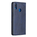 Rhombus Texture Horizontal Flip Magnetic Leather Case with Holder & Card Slots For Huawei Y7 (2019) / Y7 Prime (2019)(Blue)