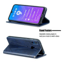 Rhombus Texture Horizontal Flip Magnetic Leather Case with Holder & Card Slots For Huawei Y7 (2019) / Y7 Prime (2019)(Blue)