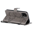 Pressed Printing Butterfly Pattern Horizontal Flip PU Leather Case with Holder & Card Slots & Wallet & Lanyard For iPhone 11(Grey)