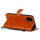 Pressed Printing Butterfly Pattern Horizontal Flip PU Leather Case with Holder & Card Slots & Wallet & Lanyard For iPhone 11(Orange)