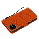 Pressed Printing Butterfly Pattern Horizontal Flip PU Leather Case with Holder & Card Slots & Wallet & Lanyard For iPhone 11(Orange)