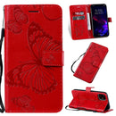Pressed Printing Butterfly Pattern Horizontal Flip PU Leather Case with Holder & Card Slots & Wallet & Lanyard For iPhone 11(Red)