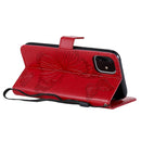 Pressed Printing Butterfly Pattern Horizontal Flip PU Leather Case with Holder & Card Slots & Wallet & Lanyard For iPhone 11(Red)