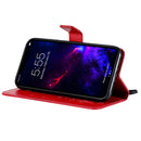 Pressed Printing Butterfly Pattern Horizontal Flip PU Leather Case with Holder & Card Slots & Wallet & Lanyard For iPhone 11(Red)