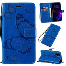 Pressed Printing Butterfly Pattern Horizontal Flip PU Leather Case with Holder & Card Slots & Wallet & Lanyard For iPhone 11(Blue)
