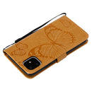 Pressed Printing Butterfly Pattern Horizontal Flip PU Leather Case with Holder & Card Slots & Wallet & Lanyard For iPhone 11(Yellow)
