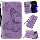 Pressed Printing Butterfly Pattern Horizontal Flip PU Leather Case with Holder & Card Slots & Wallet & Lanyard For iPhone 11(Purple)