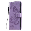 Pressed Printing Butterfly Pattern Horizontal Flip PU Leather Case with Holder & Card Slots & Wallet & Lanyard For iPhone 11(Purple)