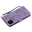 Pressed Printing Butterfly Pattern Horizontal Flip PU Leather Case with Holder & Card Slots & Wallet & Lanyard For iPhone 11(Purple)
