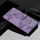 Pressed Printing Butterfly Pattern Horizontal Flip PU Leather Case with Holder & Card Slots & Wallet & Lanyard For iPhone 11(Purple)