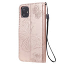 Pressed Printing Butterfly Pattern Horizontal Flip PU Leather Case with Holder & Card Slots & Wallet & Lanyard For iPhone 11(Rose Gold)