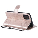 Pressed Printing Butterfly Pattern Horizontal Flip PU Leather Case with Holder & Card Slots & Wallet & Lanyard For iPhone 11(Rose Gold)
