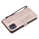 Pressed Printing Butterfly Pattern Horizontal Flip PU Leather Case with Holder & Card Slots & Wallet & Lanyard For iPhone 11(Rose Gold)