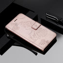 Pressed Printing Butterfly Pattern Horizontal Flip PU Leather Case with Holder & Card Slots & Wallet & Lanyard For iPhone 11(Rose Gold)
