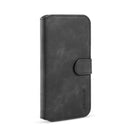 DG.MING Retro Oil Side Horizontal Flip Case with Holder & Card Slots & Wallet for iPhone 11(Black)