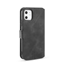 DG.MING Retro Oil Side Horizontal Flip Case with Holder & Card Slots & Wallet for iPhone 11(Black)