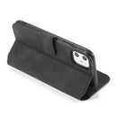DG.MING Retro Oil Side Horizontal Flip Case with Holder & Card Slots & Wallet for iPhone 11(Black)