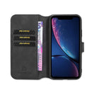 DG.MING Retro Oil Side Horizontal Flip Case with Holder & Card Slots & Wallet for iPhone 11(Black)