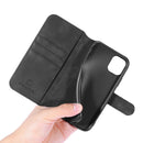 DG.MING Retro Oil Side Horizontal Flip Case with Holder & Card Slots & Wallet for iPhone 11(Black)