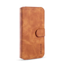 DG.MING Retro Oil Side Horizontal Flip Case with Holder & Card Slots & Wallet for iPhone 11(Brown)