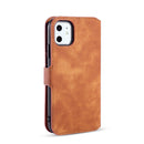 DG.MING Retro Oil Side Horizontal Flip Case with Holder & Card Slots & Wallet for iPhone 11(Brown)