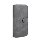 DG.MING Retro Oil Side Horizontal Flip Case with Holder & Card Slots & Wallet for iPhone 11(Grey)