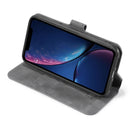 DG.MING Retro Oil Side Horizontal Flip Case with Holder & Card Slots & Wallet for iPhone 11(Grey)