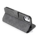 DG.MING Retro Oil Side Horizontal Flip Case with Holder & Card Slots & Wallet for iPhone 11(Grey)