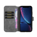 DG.MING Retro Oil Side Horizontal Flip Case with Holder & Card Slots & Wallet for iPhone 11(Grey)