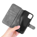 DG.MING Retro Oil Side Horizontal Flip Case with Holder & Card Slots & Wallet for iPhone 11(Grey)