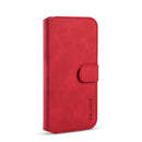 DG.MING Retro Oil Side Horizontal Flip Case with Holder & Card Slots & Wallet for iPhone 11(Red)