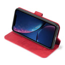 DG.MING Retro Oil Side Horizontal Flip Case with Holder & Card Slots & Wallet for iPhone 11(Red)