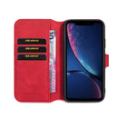 DG.MING Retro Oil Side Horizontal Flip Case with Holder & Card Slots & Wallet for iPhone 11(Red)