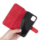 DG.MING Retro Oil Side Horizontal Flip Case with Holder & Card Slots & Wallet for iPhone 11(Red)