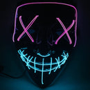 Halloween Festival Party X Face Seam Mouth Two Color LED Luminescence Mask(Purple Blue)