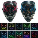 Halloween Festival Party X Face Seam Mouth Two Color LED Luminescence Mask(Blue+Ice Blue)